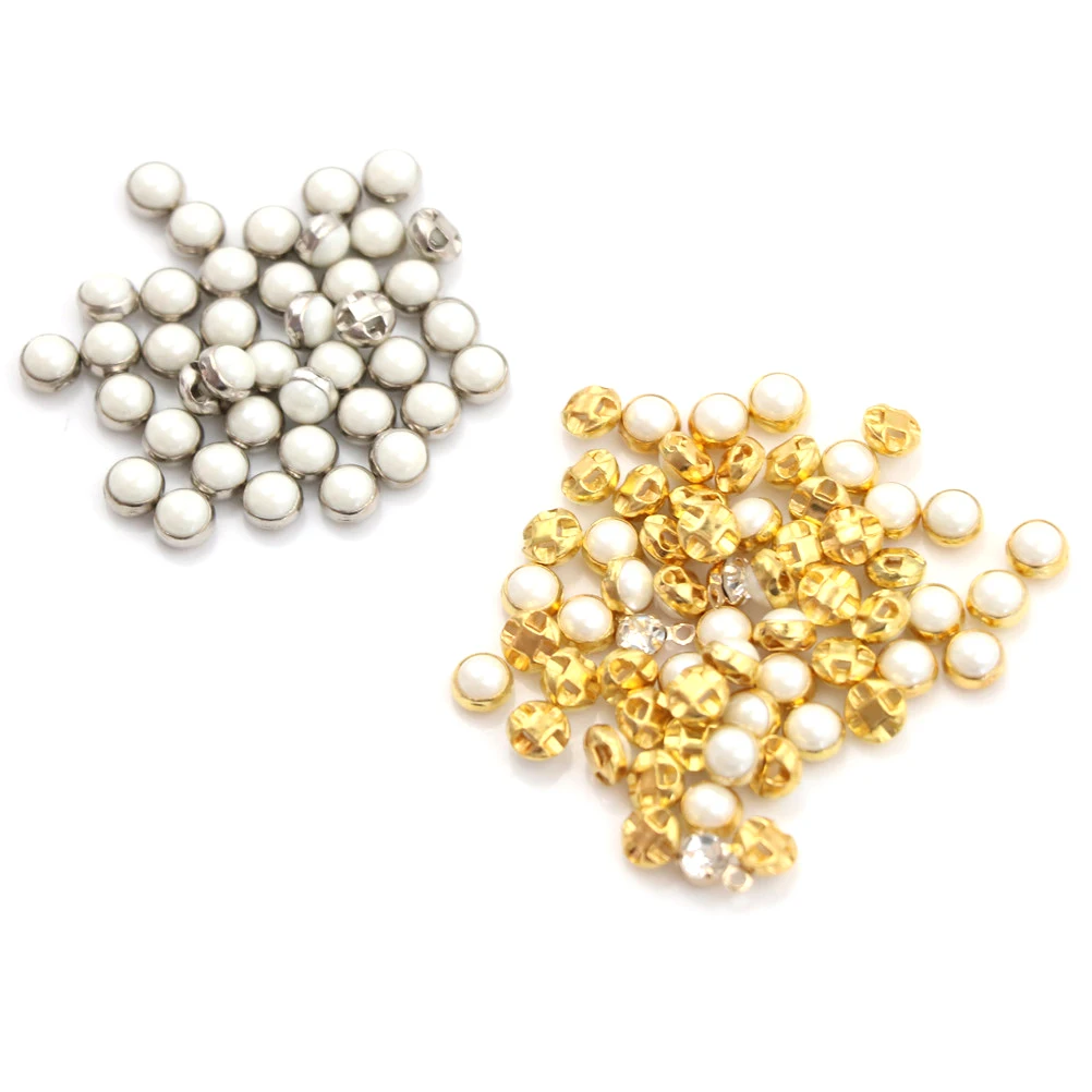 20pcs Sliver/Gold Mini Doll Buttons Belt Buckle Ultra-small Pearl Shoes Clothing Buckles | Дом и сад