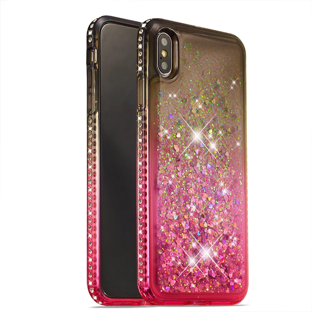 Для iPhone 11 Pro X XS MAX XR 8 7 6S 6 Plus 5 5S Блестящий с жидкостью песок алмаз градиент ТПУ чехол с блестящим зыбучим песком - Цвет: HF