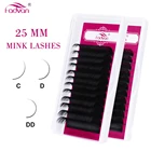 Fadvan Long 25 мм норковые ресницы для наращивания, индивидуальные мягкие искусственные норковые классические ресницы для наращивания, макияж, 20 мм длинные ресницы