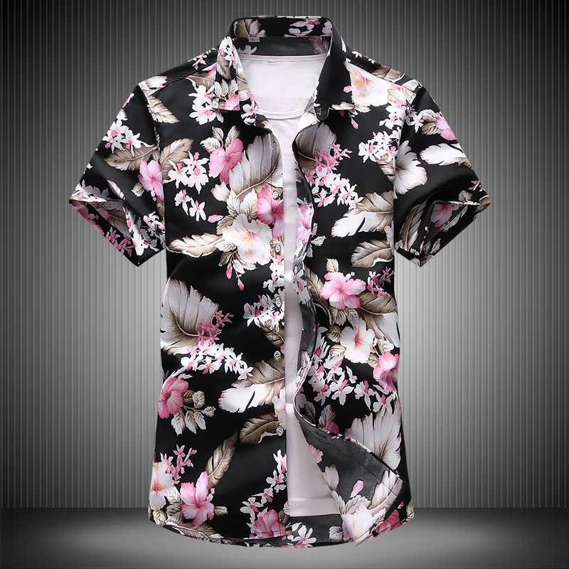 

White Quality Very Good Flower Hawaiian Shirt 7XL 2021 Summer Men's Floral Shirts Short Sleeve Casual Shirt 6xl 7xl 6912
