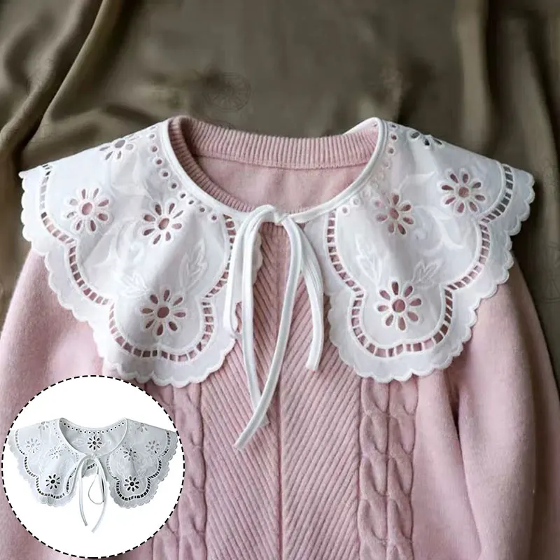 

2021 New Female Shirt False Collar White Shawl Doll Fake Collar Ladies Detachable Half Shirt Lapel Blouse Shawl Wrap Decoration