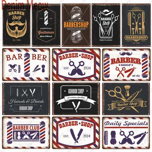 Винтажный стиль барбершип Декор для комнаты джентльмен парикмахерский клуб металлический знак украшение для стен жестяная вывеска для паба художественная живопись тарелки WY137