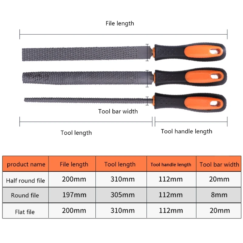 

3 Pcs Woodworking Rasp Coarse Tooth for Home Decoration Improvement High Carbon Steel Metal File Anti-Corrosion