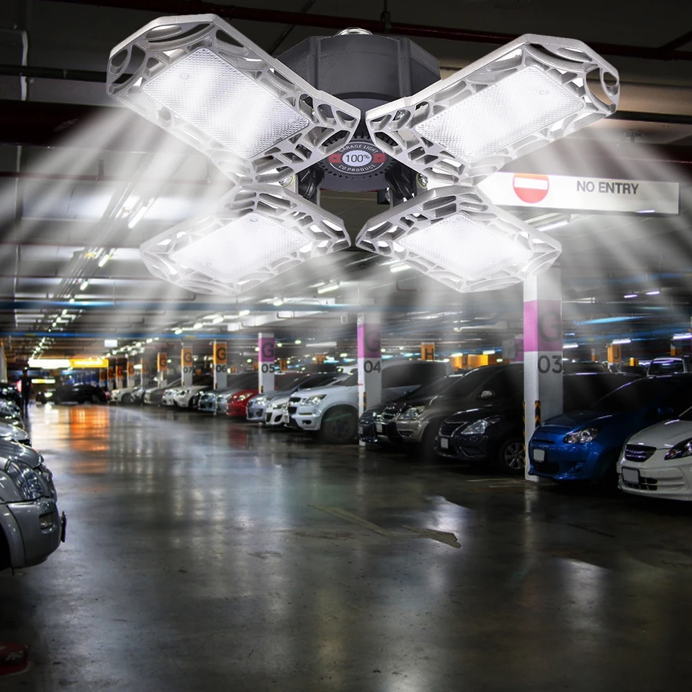 

120W 12000LM LED Super Bright Four-Leaf Folding Light With 4 Adjustable Panels For Ceiling Light Installation In Garage Basement