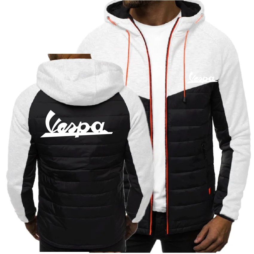 

Vespa Battery Car Printed Letters Men's Autumn Winter Hoodie Zipper Jacket Printed Stitching Hoodie European American Cardigan