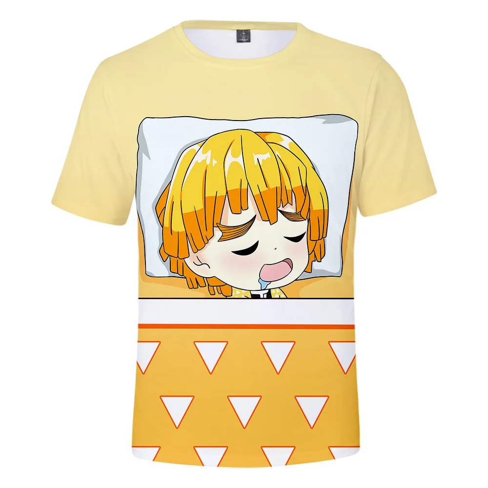 

Prowow с круглым вырезом, с короткими рукавами для мальчиков и девочек Летняя футболка с рисунком из аниме «Демон» Истребительница 3D Печать По...