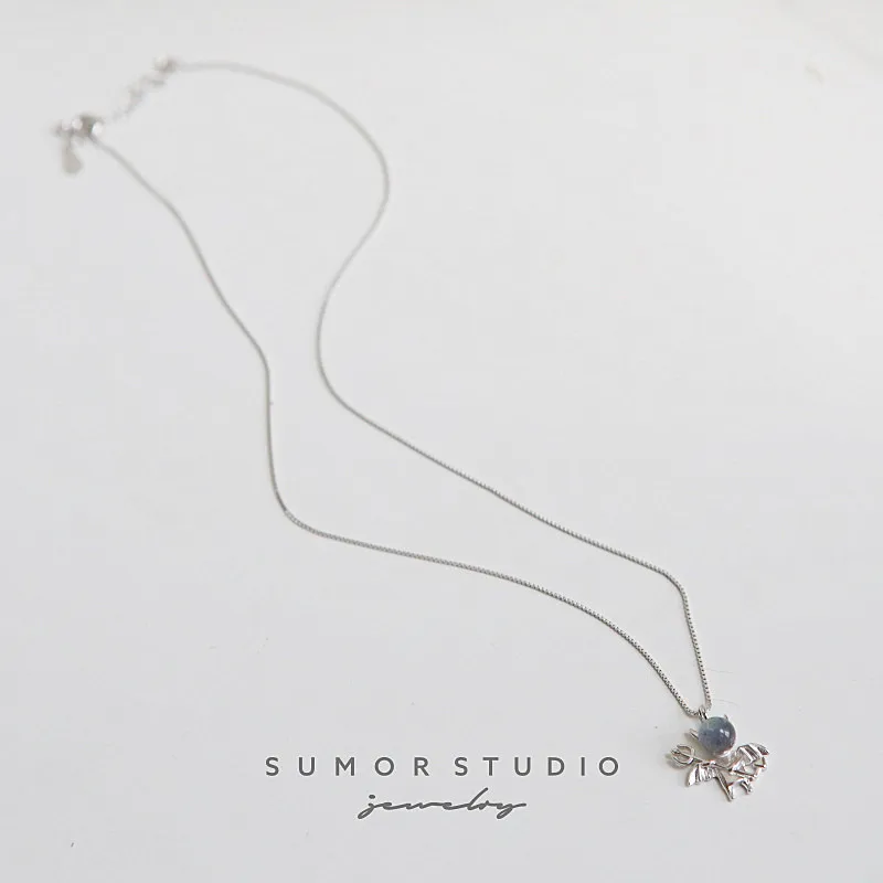 

2021Summer New Style 925 Silver Natural Stone Little Devil Necklace Collares Para Mujer Fashion Jewellery Party Birthday Present