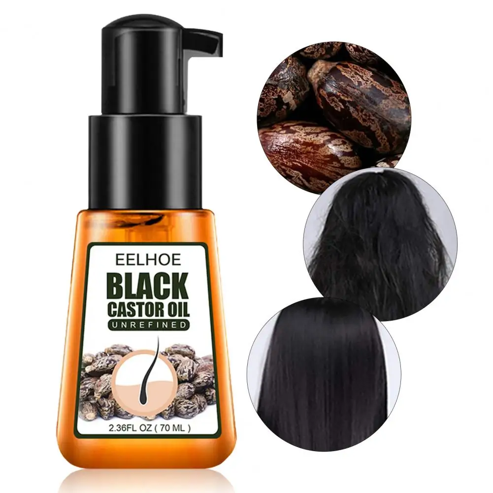 

50% Hot Sale 70ML/Bottle Hair Growth Conditioner Nourishing Multifunctional Repair Black Castor Hair Care Essential Oil