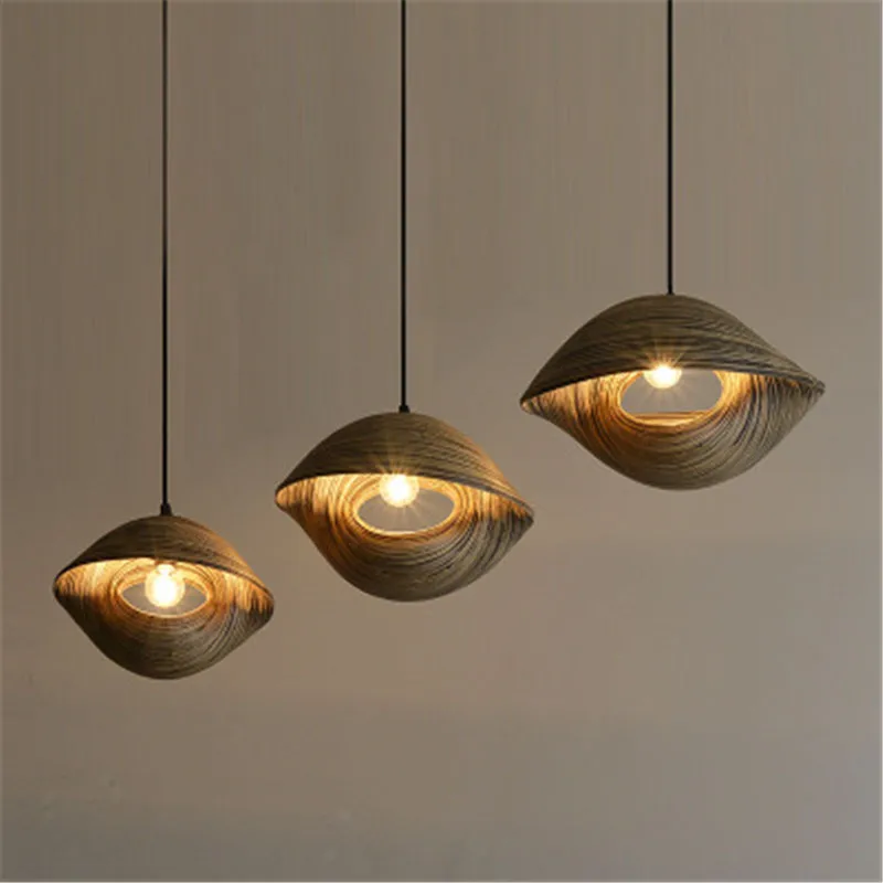 Chinese Style Bamboo Braided Light Single Head Fishing Line Chandelier Creative Personality Restaurant Shell Small | Лампы и освещение
