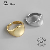 real 925 sterling silver finger rings for women ins smooth gold color trendy fine jewelry large adjustable antique rings anillos