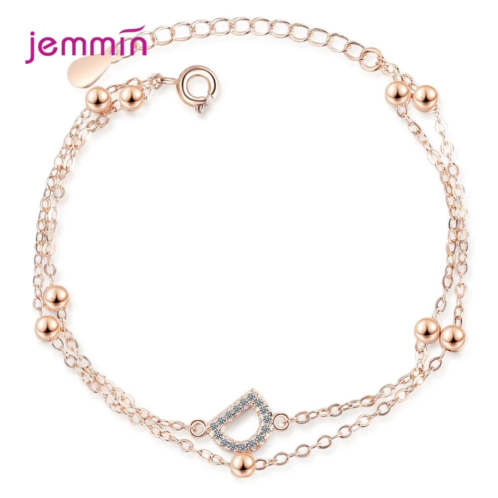 Новое поступление Циркон в форме буквы D с двойной Слои браслеты из нержавеющей