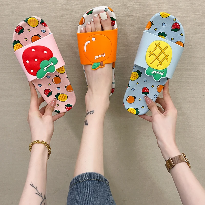 

Female Shoes Low House Slippers Platform Slides Fashion 2021 Soft Massage Luxury Summer Flat PU Rome Casual Print Floral Rubber