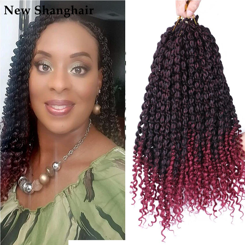 

New Shanghair 14" Crochet Hair Extensions 75g/pcs Synthetic Braiding Hair Faux Locs Spring Twist Hair Curly Ends Ombre Bug