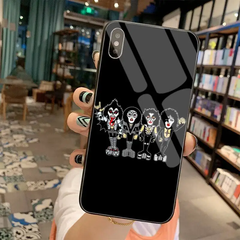 Милый блестящий чехол для телефона HPCHCJHM Kiss Band с закаленным стеклом iPhone 11 Pro XR XS MAX