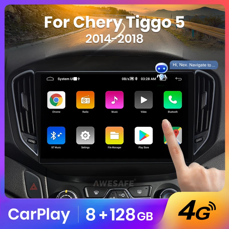 AWESAFE AI Voice 2 din Android автомобильное радио для Chery Tiggo 5 2014-2018 Carplay 4G DSP автомобильный