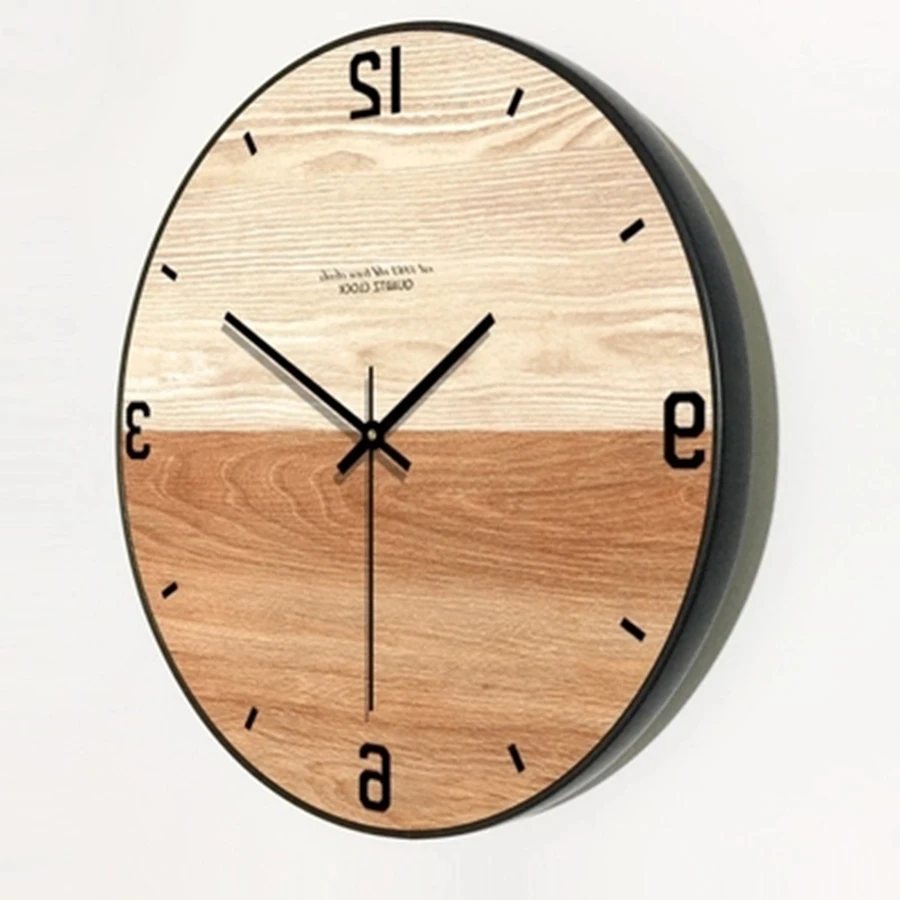 Скандинавские простые домашние креативные настенные часы деревянные бесшумные