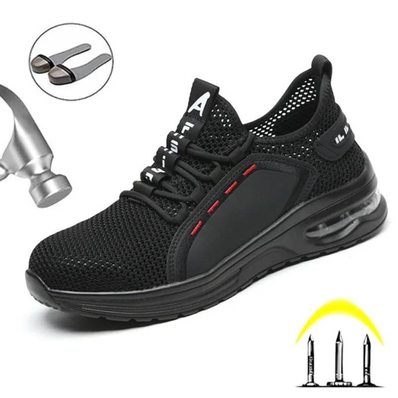 

Summer Breathable Work Safety Shoes Men Air Cushion Work Sneakers Anti-Puncture Work Shoes Male Steel Toe Shoes Protective Shoes