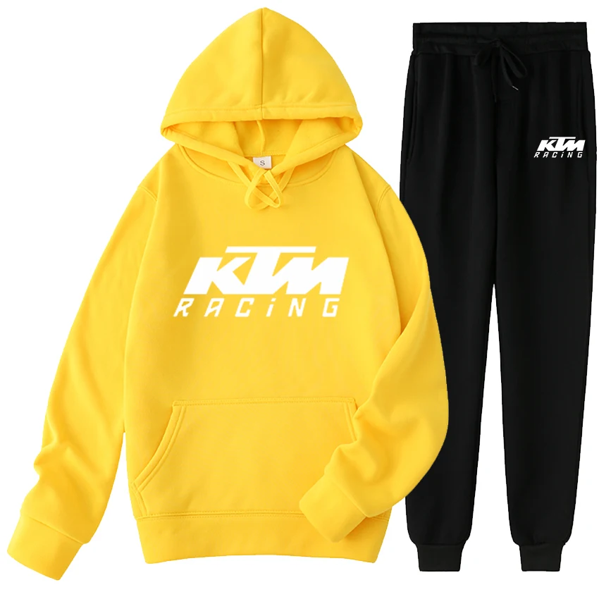 

2021New KTM Clothing for Men and Women Fashion Sportswear Casual Sportswear Hoodie Sweatshirt + Pants Pullover 2 Piece Set