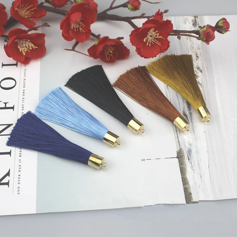 Кисточки из полиэстера для брелока 10 шт./лот 8 см золотые шляпы с кисточками