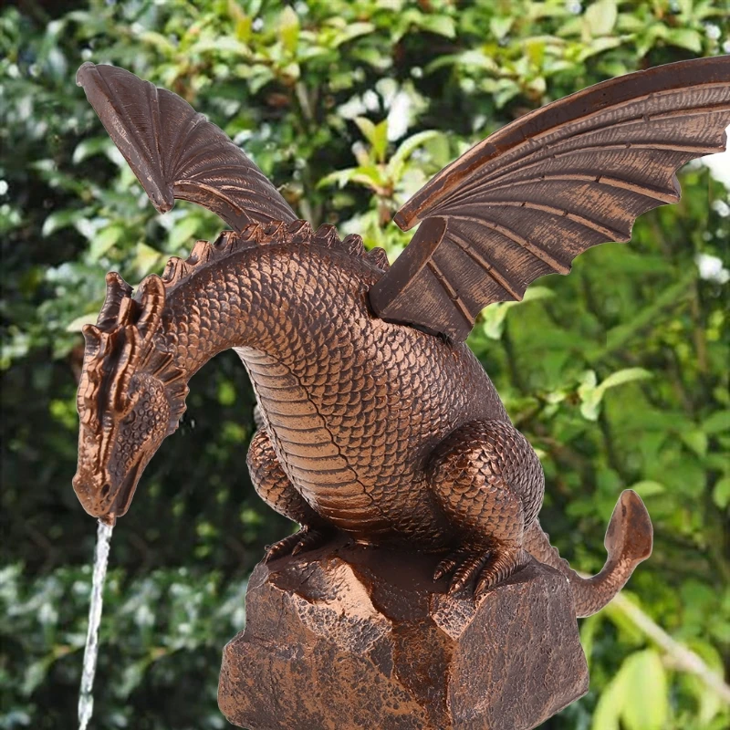 

Fountain Simulated Dragon Resin Statue Funny Water Spray Garden Waterscape Dinosaur Sculpture Yard Pool Decoration Art Work