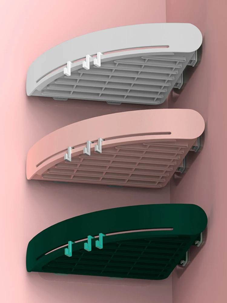 Пластиковая полка органайзер для ванной комнаты угловая с защелкой настенный