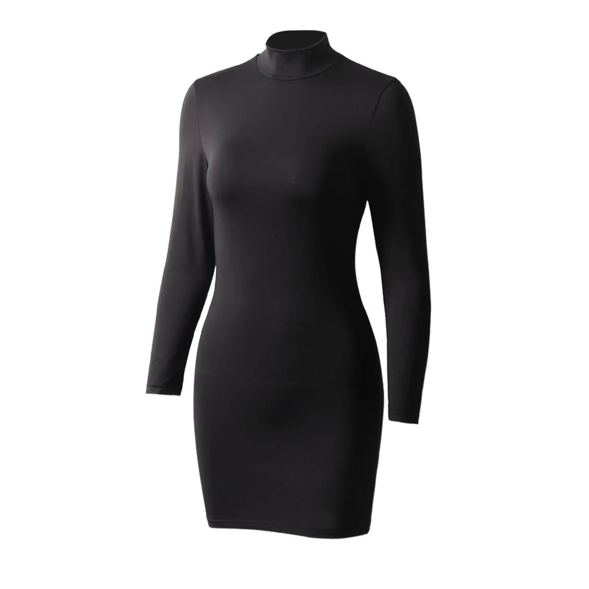 

Autumn and Winter Women's Sexy Temperament European and American High Collar Long Sleeve Dress