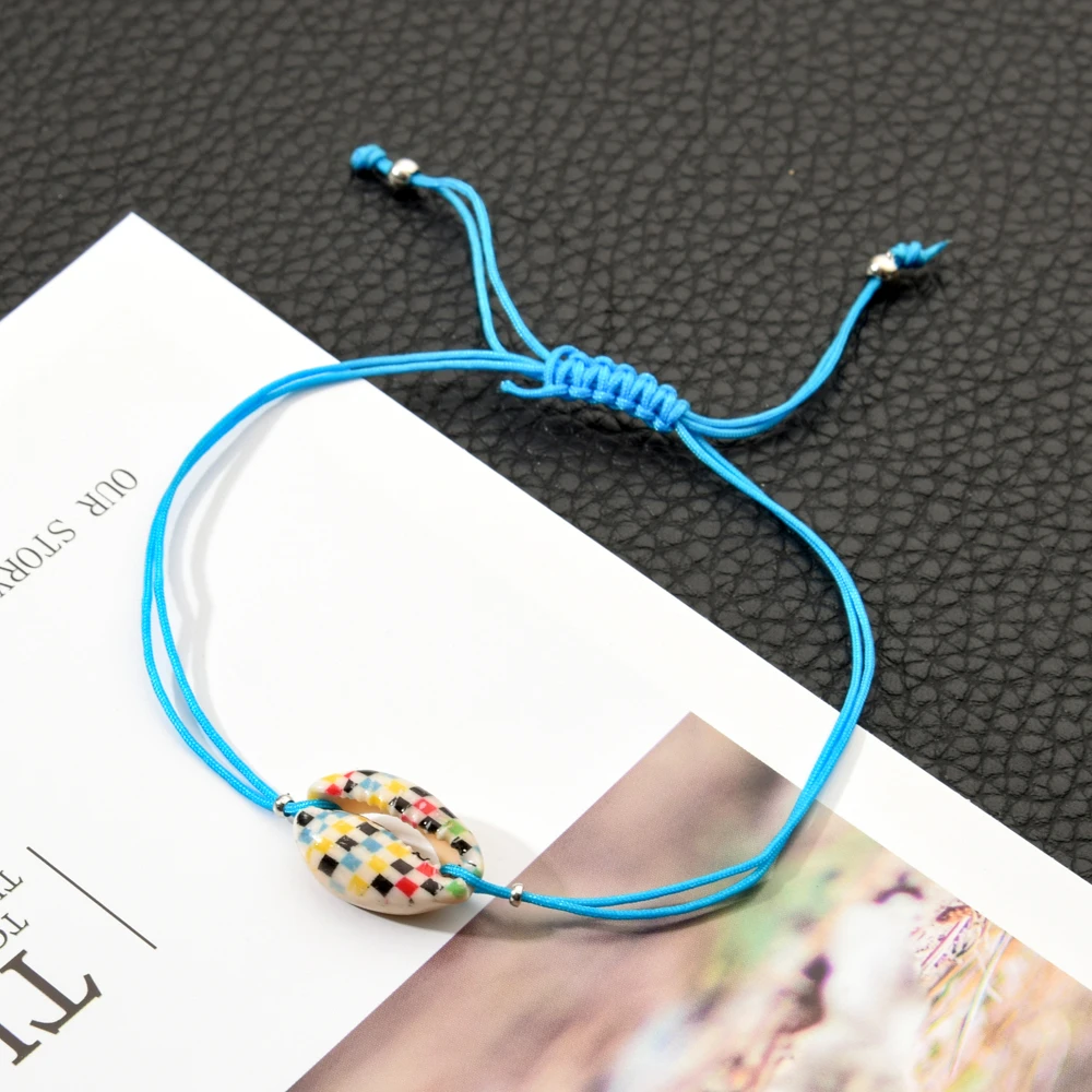 12 шт./компл. Женский комплект браслетов с подвесками из разноцветных ракушек