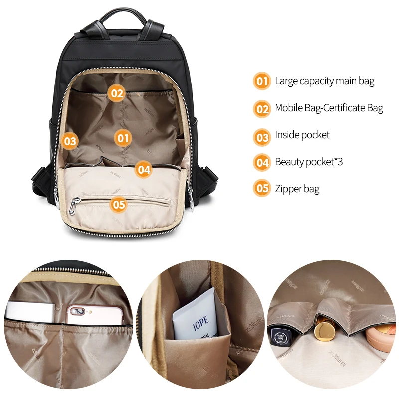 ZOGER Minimalistic casual lightweight backpack ultralow-weight new Oxford cloth versatile women's travel backpack