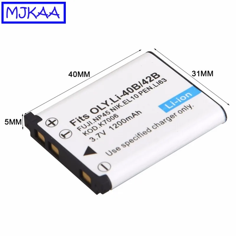 2 шт. EN-EL10 3,7 V 1.2Ah Li-40B Li-42B Li ion аккумулятор 40B 42B Li40B Перезаряжаемые Камера Батарея для цифровой камеры Olympus Leise D-Li63 Fuji NP45 Nikon