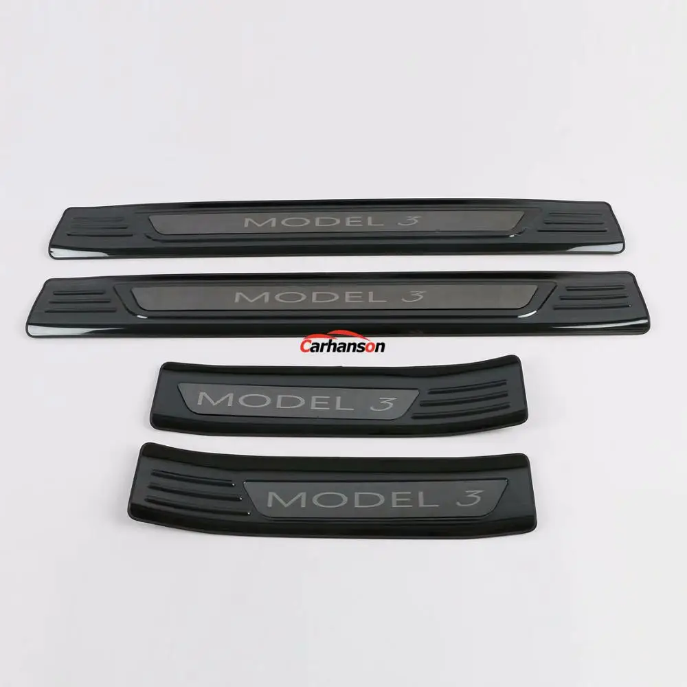 Наклейка для стайлинга автомобиля Tesla Model 3 2017 2019 Накладка на порог из нержавеющей