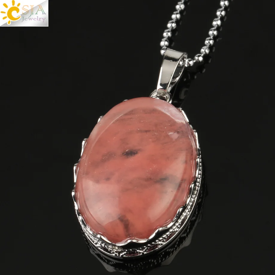 Watermelon Crystal Csja 30x20 мм натуральные подвески с камнями ожерелья рейки тигровый глаз хрустальные овальные бусины оправа в форме короны серебряный цвет модные ювелирные изделия G212 - Окраска металла: Watermelon Crystal