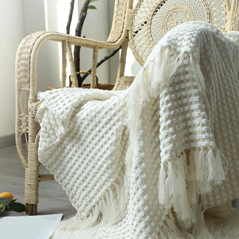 Одеяло вязаное в стиле подарок круглый год для путешествий помещении и на улице