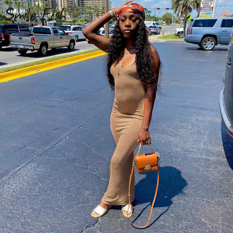 

Bodycon Casual Maxi Dresses Solid O Neck Skinny Dress Elegant Lady Sleeveless Streetwear Women Robes Bohemian Women Longs GV015