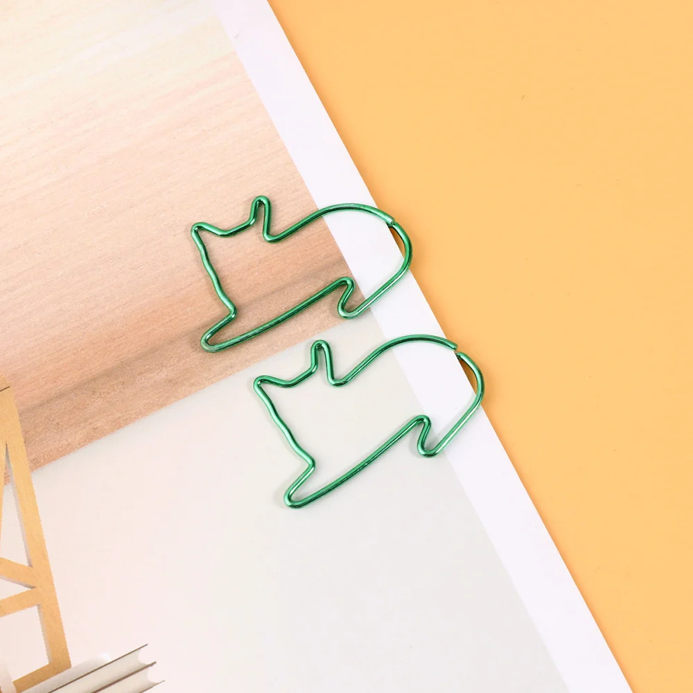 

24Pcs Lovely Cats Shaped Clips Paper Clips Creative Bookmarks Paper Needles Party Gift Office Hand Account Essentials(Green)