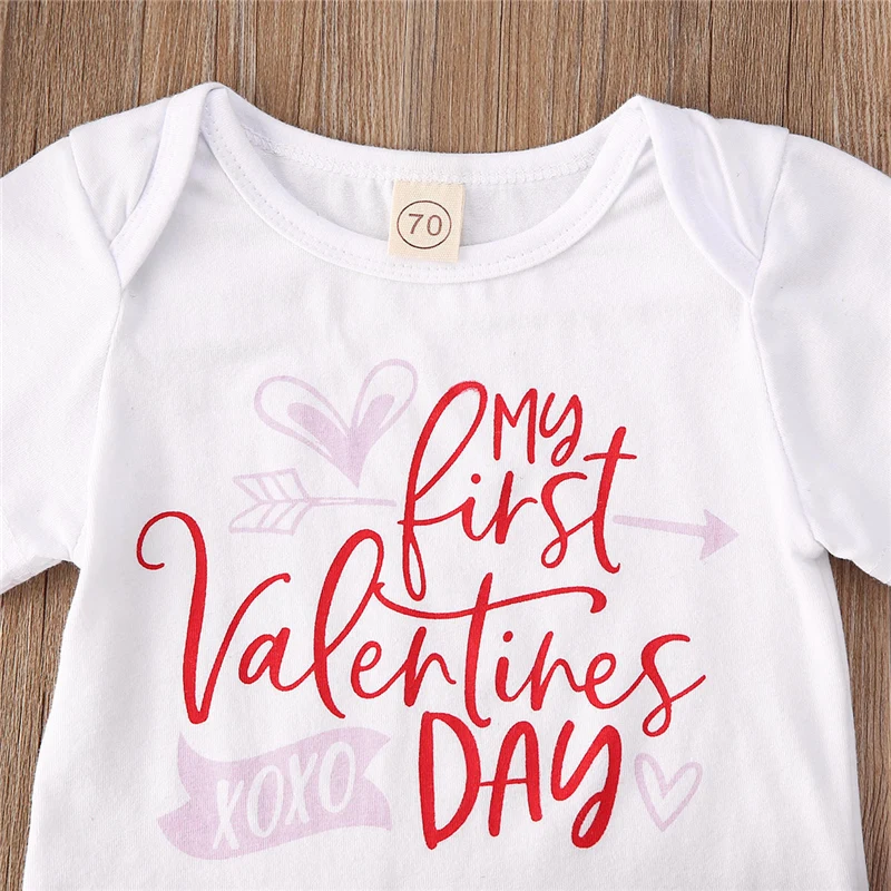 2020 мой первый день Святого Валентина одежда боди для маленьких девочек топы +