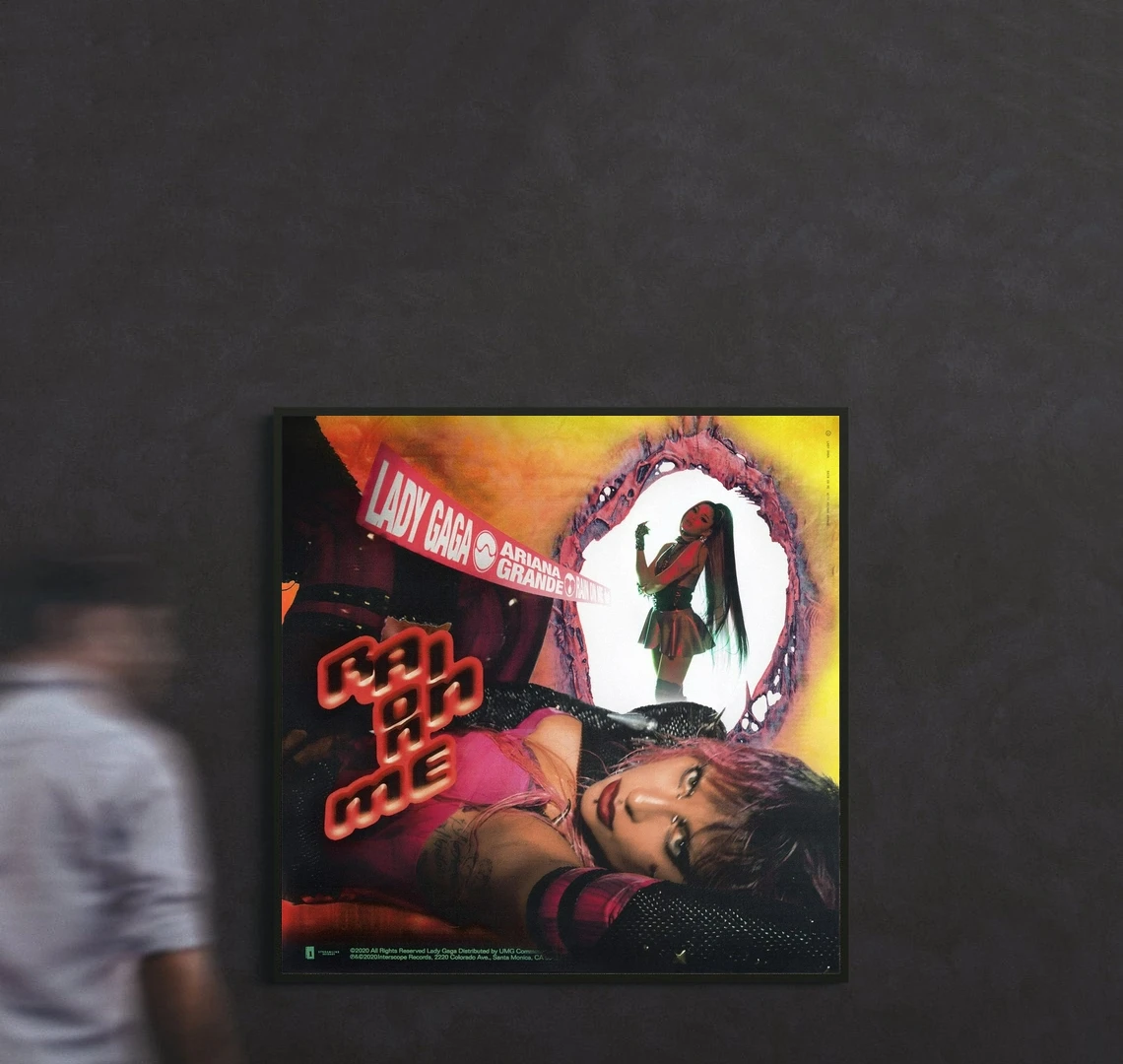 Леди Гага и Ариана Гранде Дождь На меня Обложка альбома Плакат Холст Печать Рэп