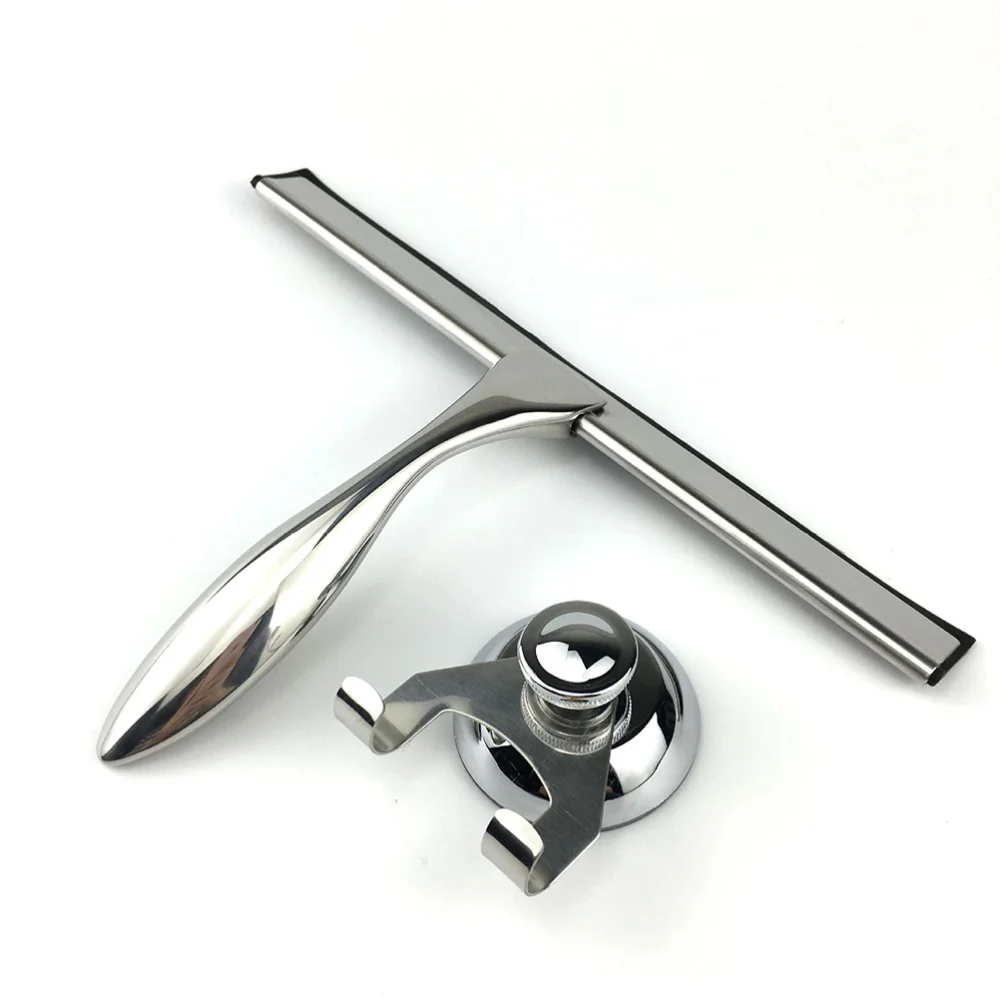 

1pc Stainless Steel Glass Squeegee Glass Scraper Glass Wiper for Shower Door Glass Tile Room Windows (Non-porous Scraper + Sucti