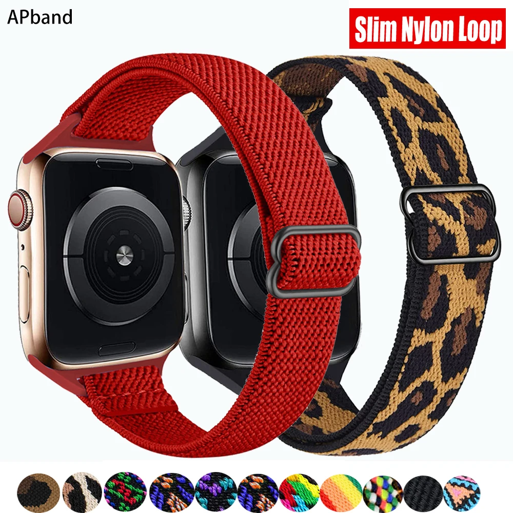 

Scrunchie Strap For Apple watch band 40mm 44mm 45mm/41mm 38mm 42mm Elastic Nylon solo Loop Slim bracelet iWatch 3 4 5 se 6 7
