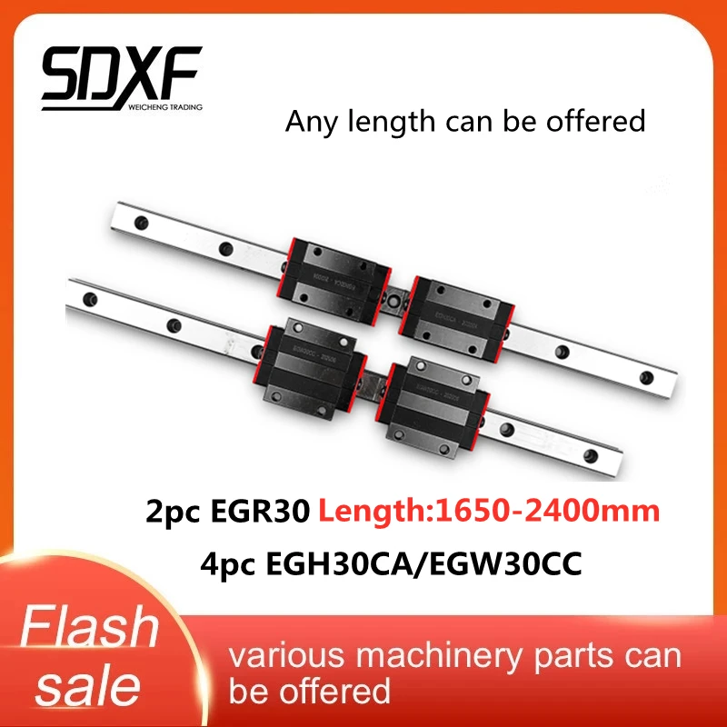 

Linear guide EGR30-1650 1700 1750 1800 1850 1900 1950 2000 2100 2200 2500 mm two guide rails and four sliders EGH30CA/EGW30CC