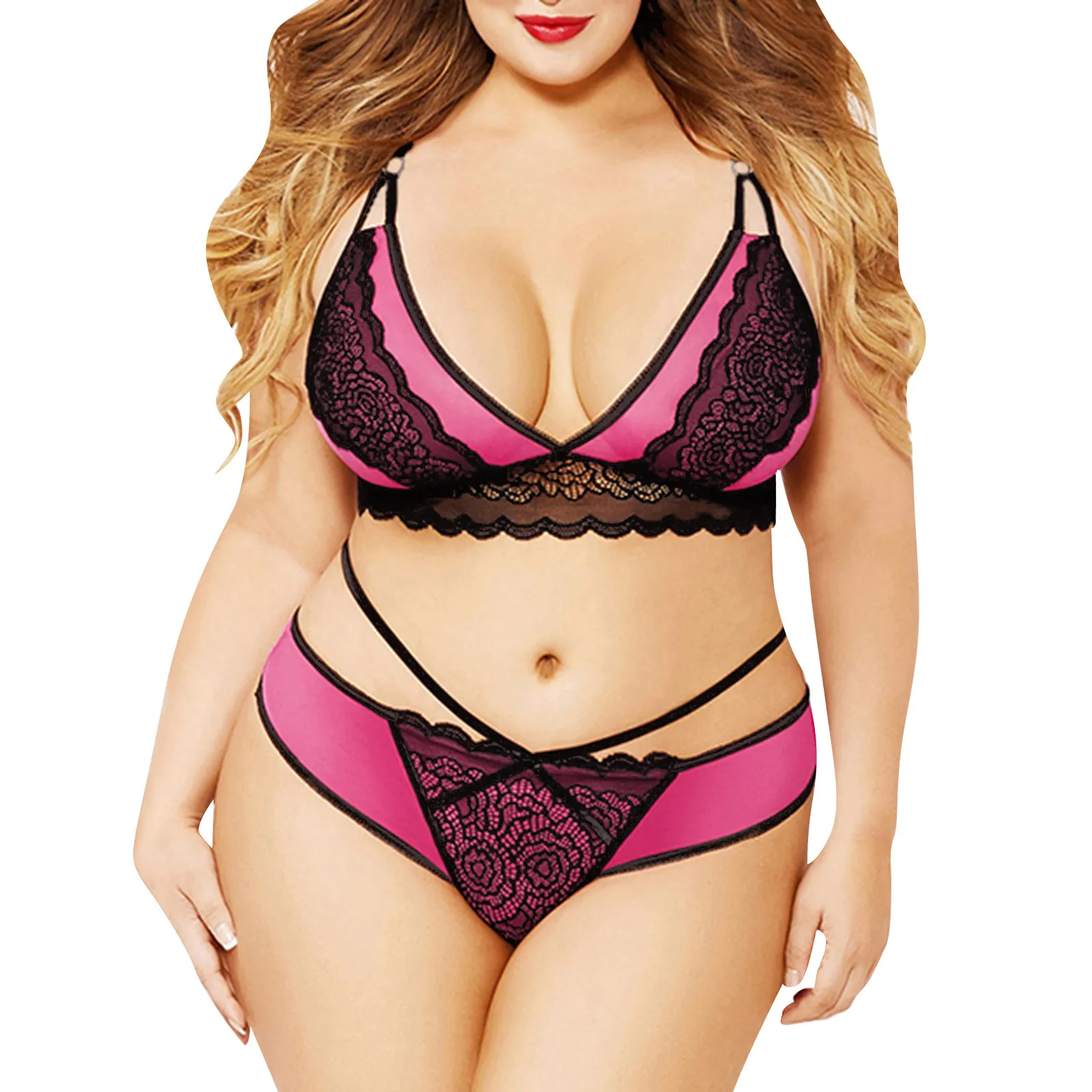 Женское нижнее белье 2 шт. сексуальное комплект из кружевного бюстгальтера и