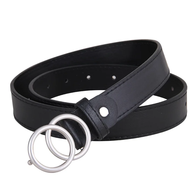 

Женский ремень с двойной петлей из искусственной кожи с металлической пряжкой