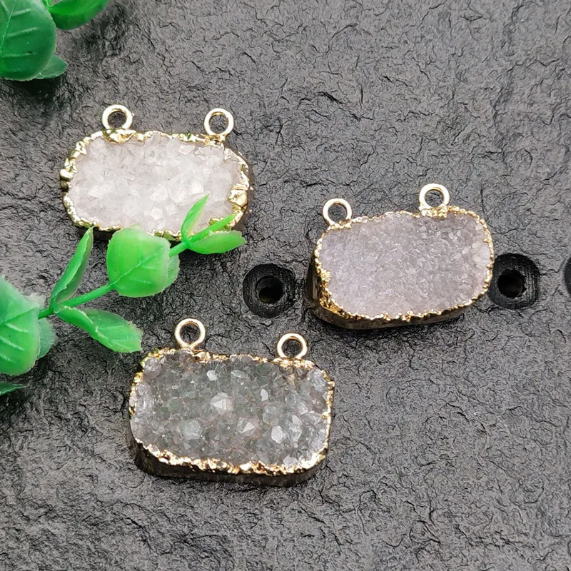 

Двойные петли, натуральные серые соединители друзы, модные ювелирные звенья