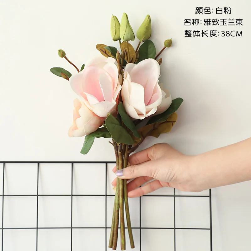 

Magnolia Bouquet Artificial Silk Flowers For Wedding Christmas Party Home Decoration Fake Flower Bouquet