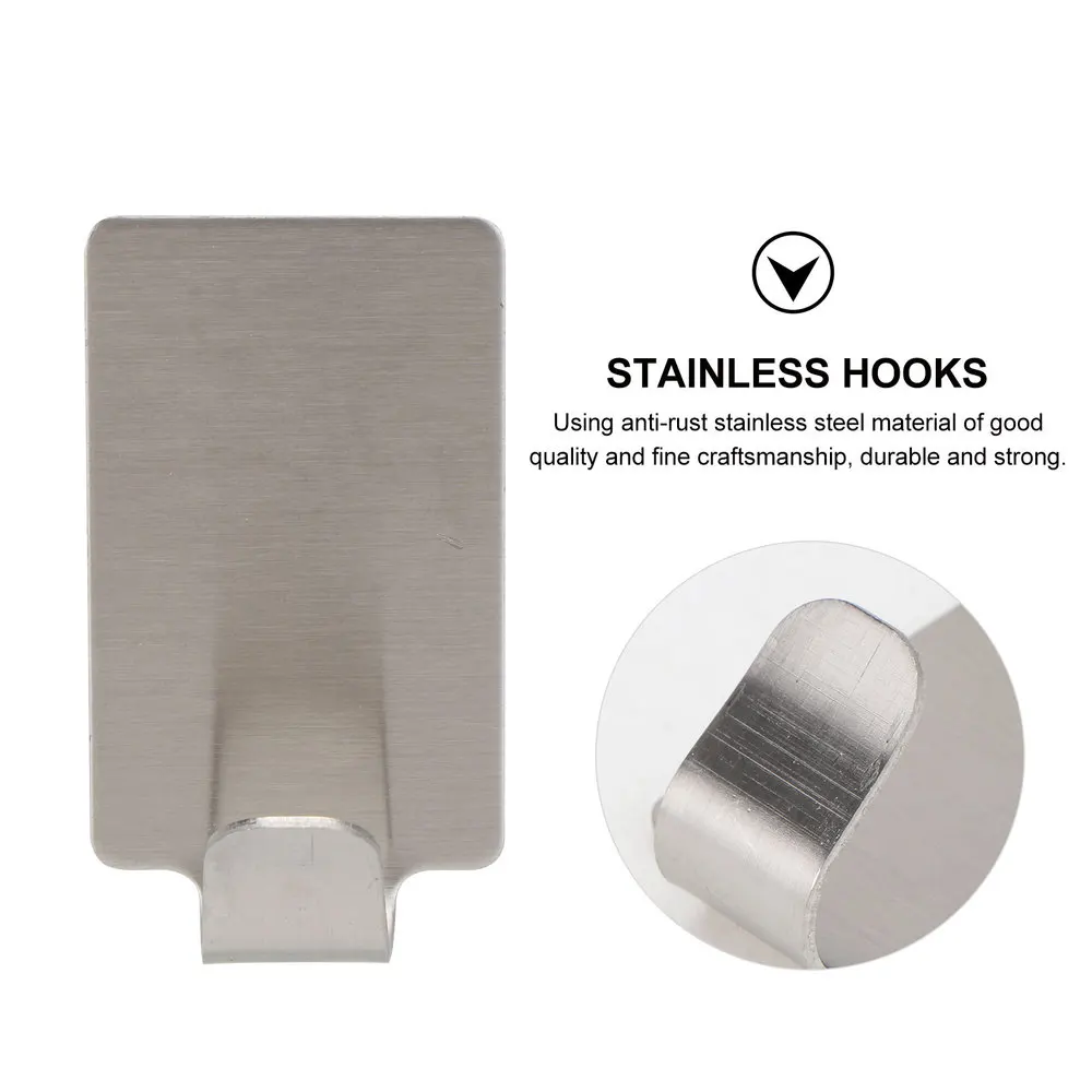 

16Pcs Clothing Hanging Hooks Household Hooks Sticky Stainless Hooks (Silver)