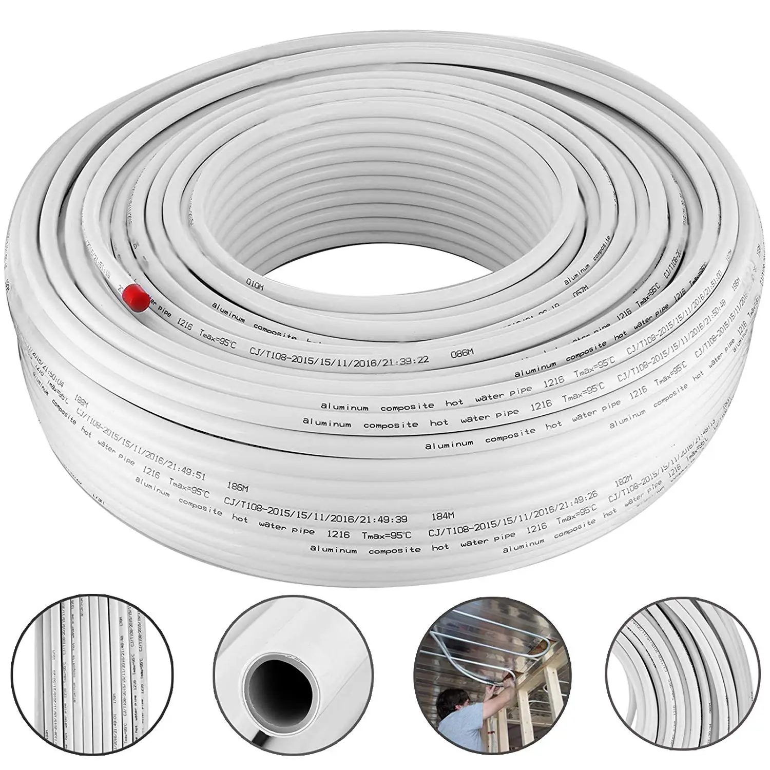 

VEVOR Pex труба 1/2 "PEX-AL-PEX насосно-компрессорных труб 200 м 300 м кислородный барьер излучающий пол PEX труба для сияющей для подогрева пола Водостоки