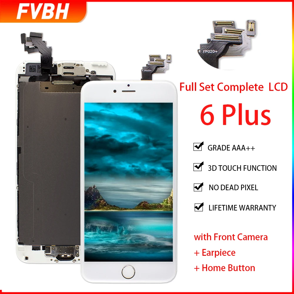 Класс AAA + 10 шт./лот retina LCDs для iPhone 6 Plus замена экрана с фронтальной камерой наушник