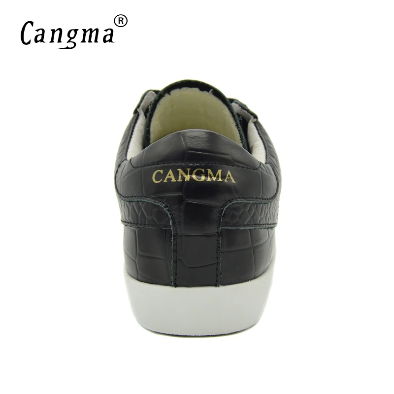 CANGMA брендовые кроссовки женская обувь ручной работы черные низкие из