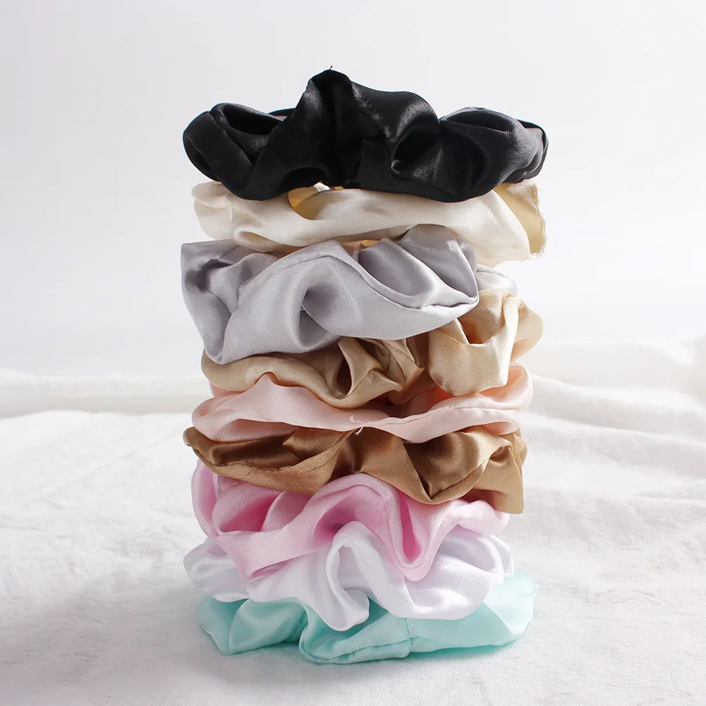 

Solid Color Soft Elastic Hair Bands Girls Headwear Solid Silky Donut Grip Loop Ponytail Holder Women Girls Hair Scrunchies