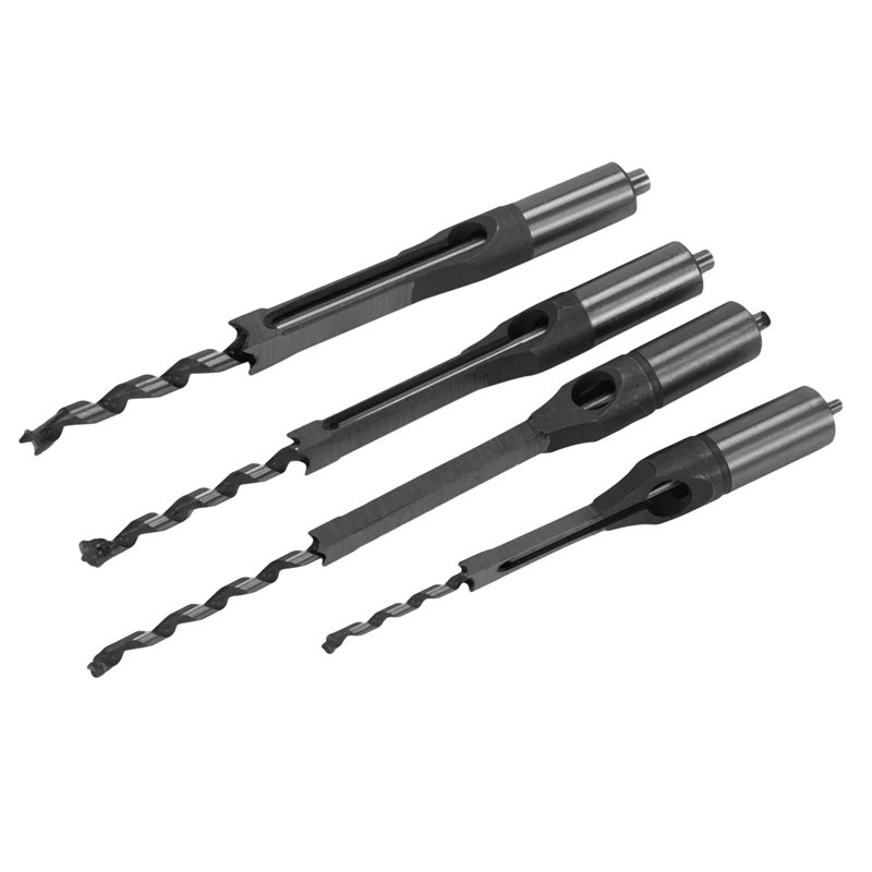 

4Pcs Woodworking Square Hole Drill Bits Wood Mortising Chisel Set Mortise Chisel Bit Kits Woodworking Hole Saw Sets with Twist D