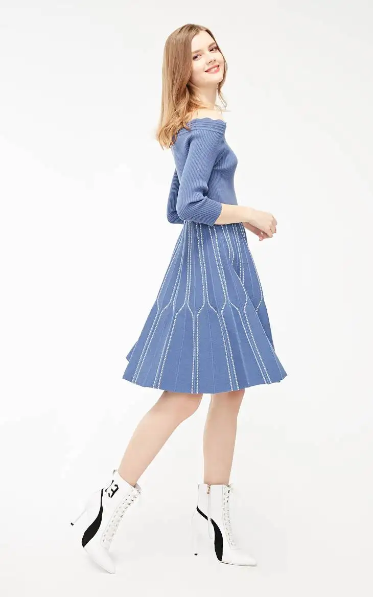 Vero Moda женское платье в полоску с вырезом лодочкой 3/4 рукавами | 319146533